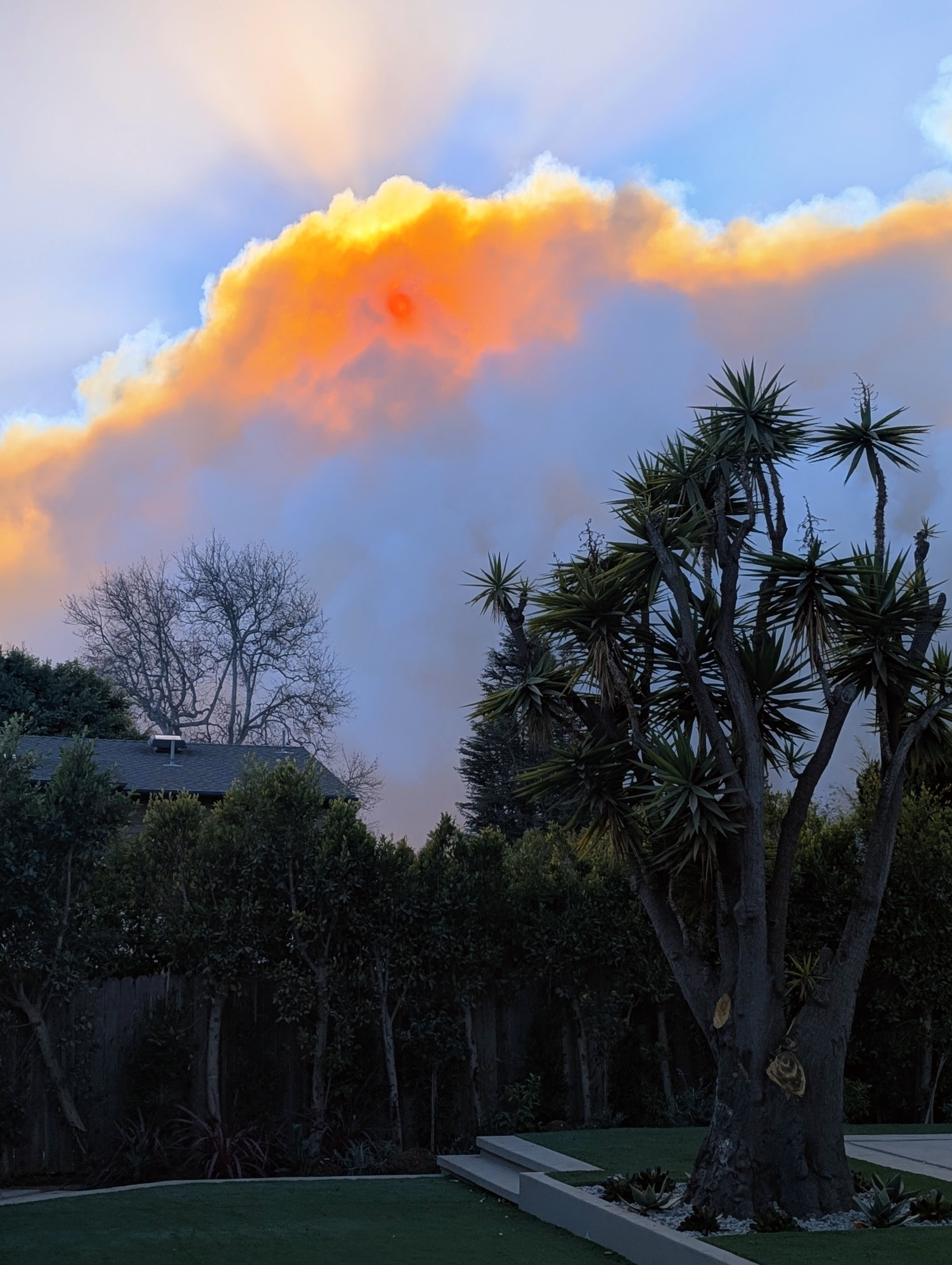 A backyard view of the start of California wildfires in 2025