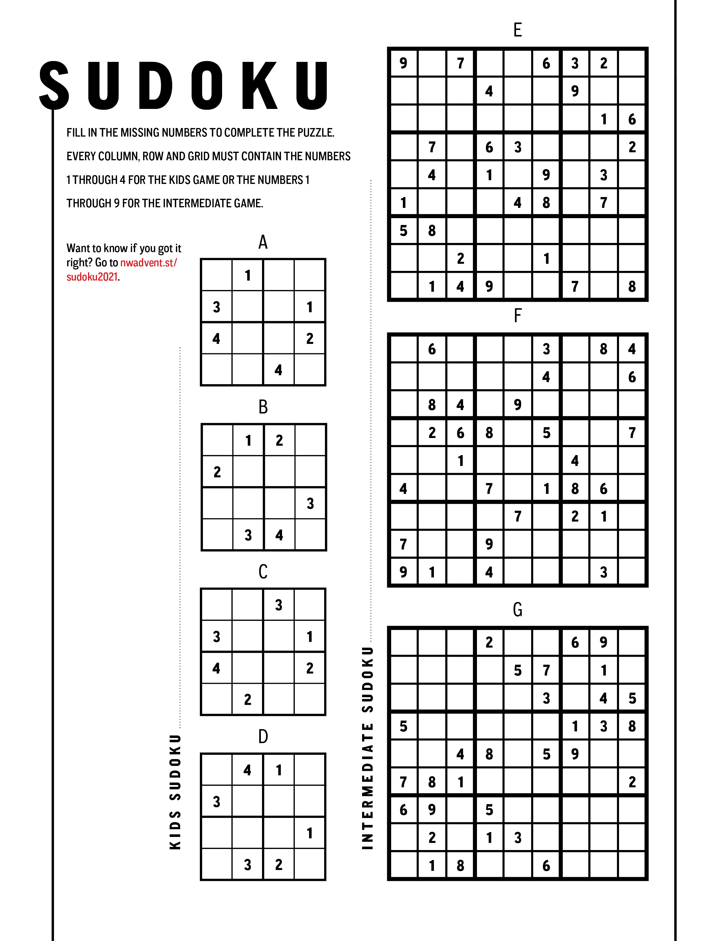 Summer Sudoku - Just for Kids | Northwest Adventists