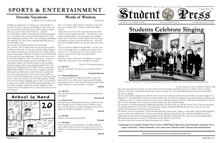 The students produce a school newspaper.