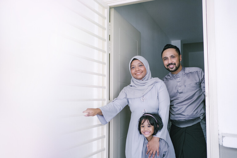 Family time at the front door