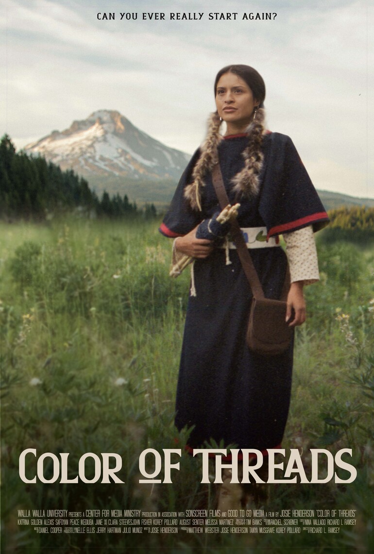 Movie poster for Color of Threads with main actress in mountainous area.