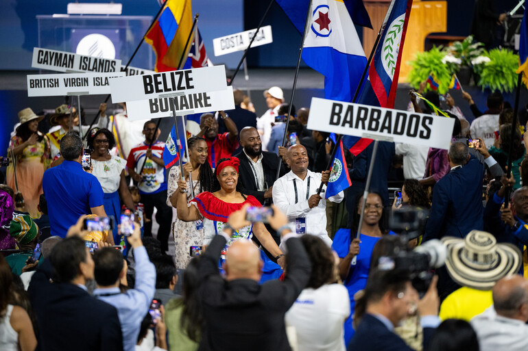 Parade of Nations at the Mission on the Move program on Saturday, July 12, 2025. The 62nd General Conference Session of the Seventh-day Adventist Church, America’s Center Convention Complex, St. Louis, Missouri, USA, July 3-12, 2025. Camera date: Saturday, July 12, 2025 17:14.