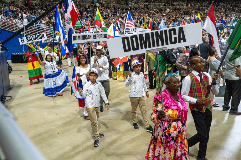 Parade of Nations at the Mission on the Move program on Saturday, July 12, 2025. The 62nd General Conference Session of the Seventh-day Adventist Church, America’s Center Convention Complex, St. Louis, Missouri, USA, July 3-12, 2025. Camera date: Saturday, July 12, 2025 19:12.