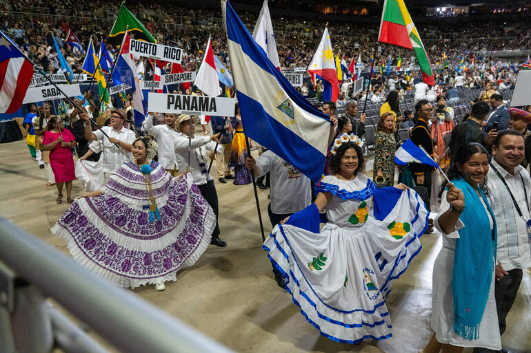 Parade of Nations at the Mission on the Move program on Saturday, July 12, 2025. The 62nd General Conference Session of the Seventh-day Adventist Church, America’s Center Convention Complex, St. Louis, Missouri, USA, July 3-12, 2025. Camera date: Saturday, July 12, 2025 19:13.