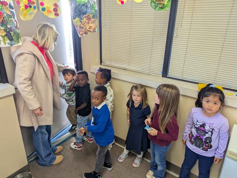 Students lining up for recess