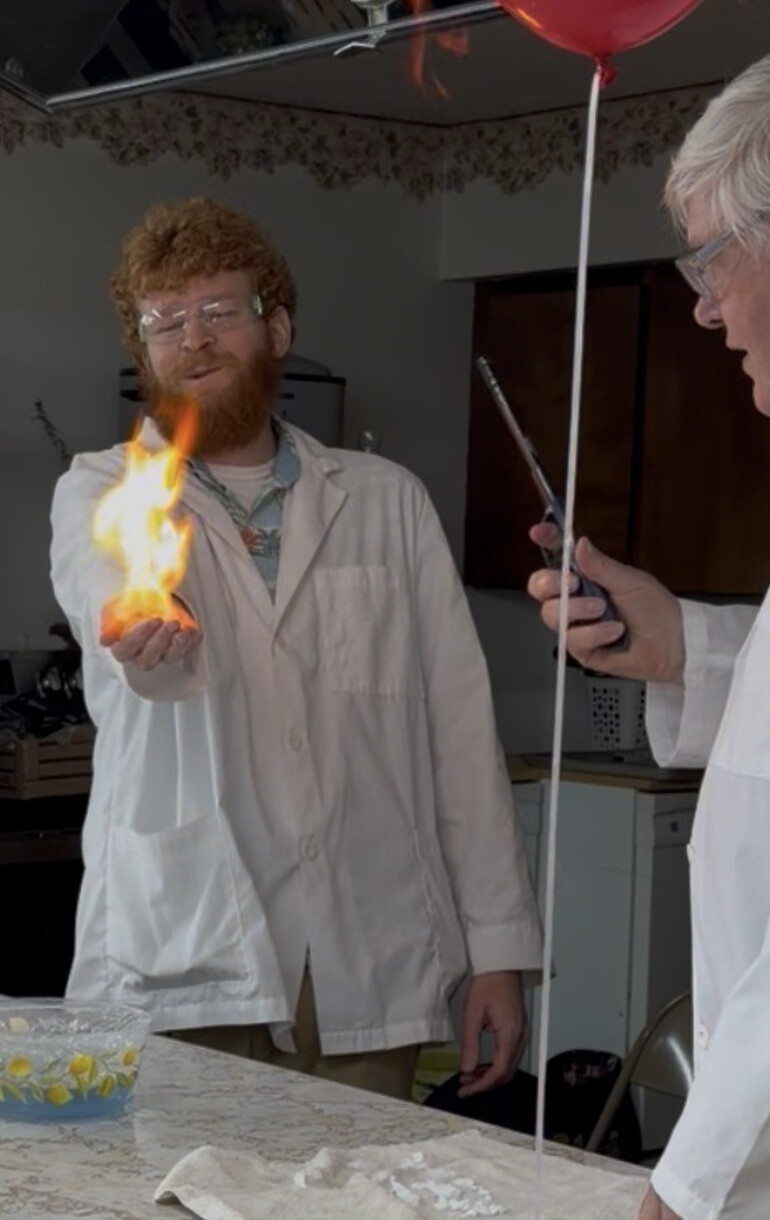Mr. Hosey experiments with fire