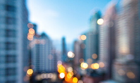 An evening view of an urban city.