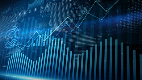 A display of financial charts and graphs.