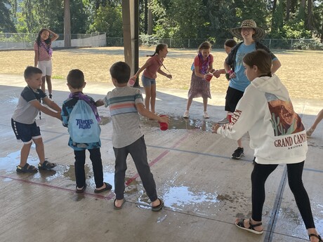 children playing water games