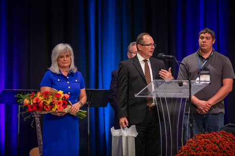 David Jamieson, Upper Columbia Conference president, thanks the delegates for re-electing him during the 79th Regular Constituency Session of the Upper Columbia Conference on Sunday, September 24, 2023, on the campus of Upper Columbia Academy in Spangle, Washington.