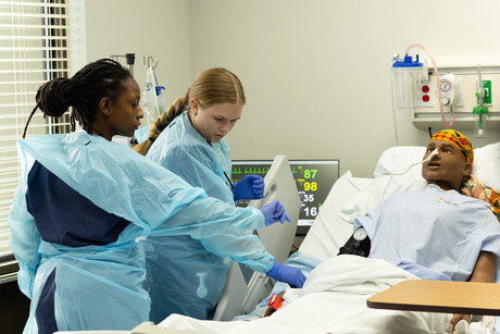 Walla Walla University nursing students in a simulation