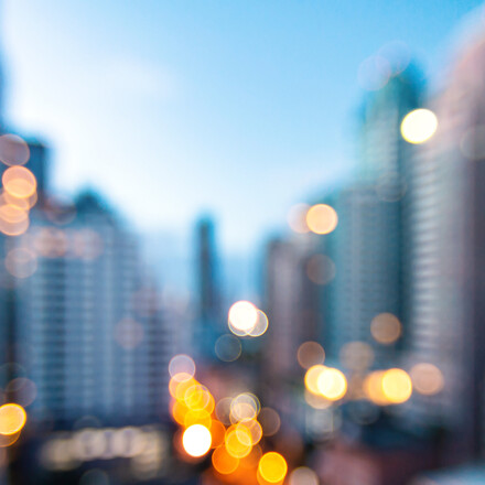 An evening view of an urban city.