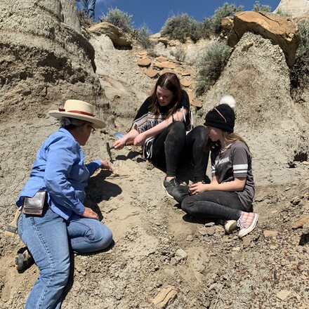 Students from Trout Creek take part in a paleontology dig.