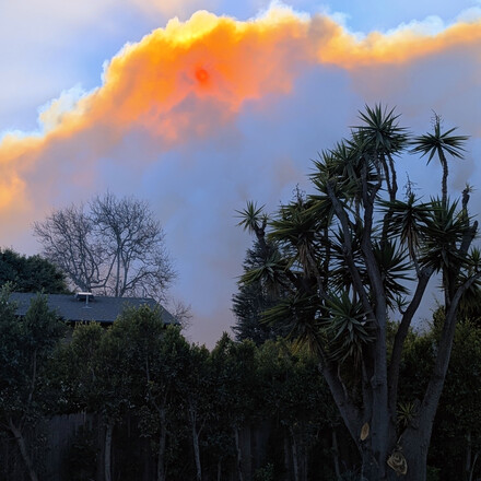 A backyard view of the start of California wildfires in 2025