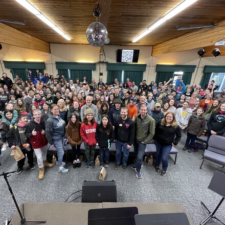UCC Pathfinders gather together for a group photo commemorating Teen Retreat 2025