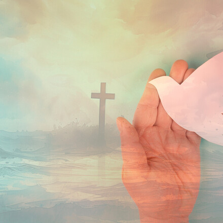 Pentecost, dove and religious cross, Holy Spirit, Jesus Christ, Christianity, belief and faith