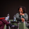 Jalysa Conway on stage for her Q&A colloquium