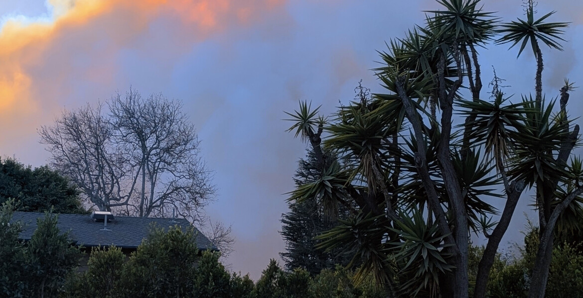 A backyard view of the start of California wildfires in 2025